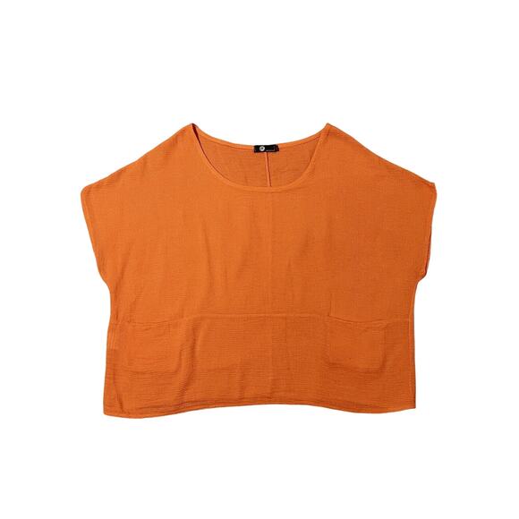M Tops - M Made in Italy Shirt Women Small Orange Box Top Oversized Semi Sheer